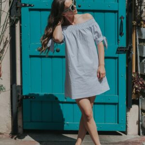 Puffy Sleeve Side Cut Midi Dress